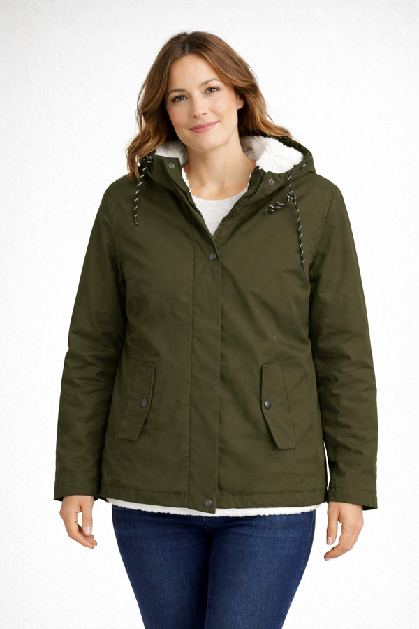 Chaqueta de invierno para mujer con capucha y forro de polar