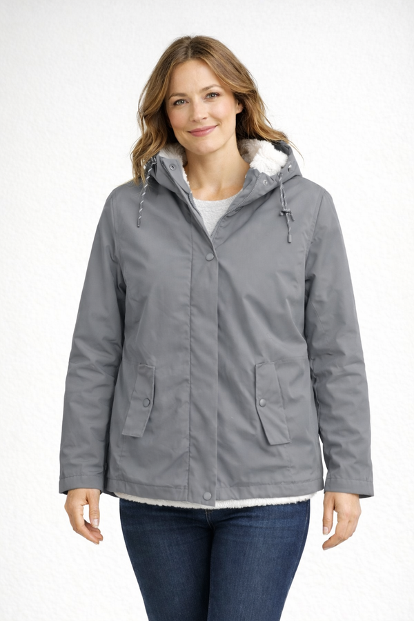 Chaqueta de invierno para mujer con capucha y forro de polar