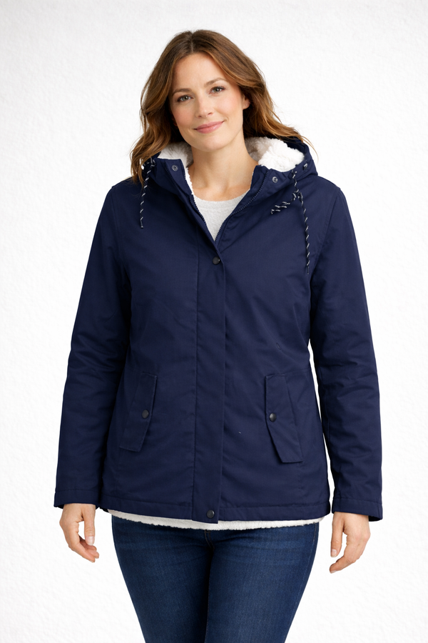 Chaqueta de invierno para mujer con capucha y forro de polar