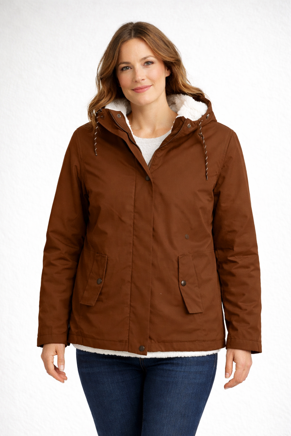 Chaqueta de invierno para mujer con capucha y forro de polar