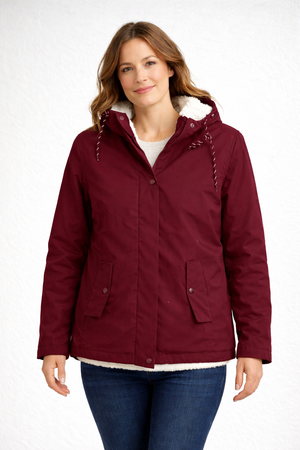 Chaqueta de invierno para mujer con capucha y forro de polar