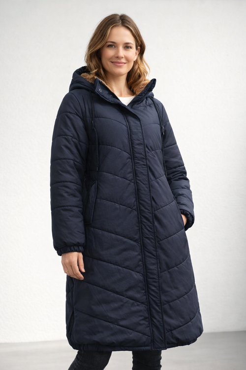 Women's Quilted Parka with Hood & Fleece Lining