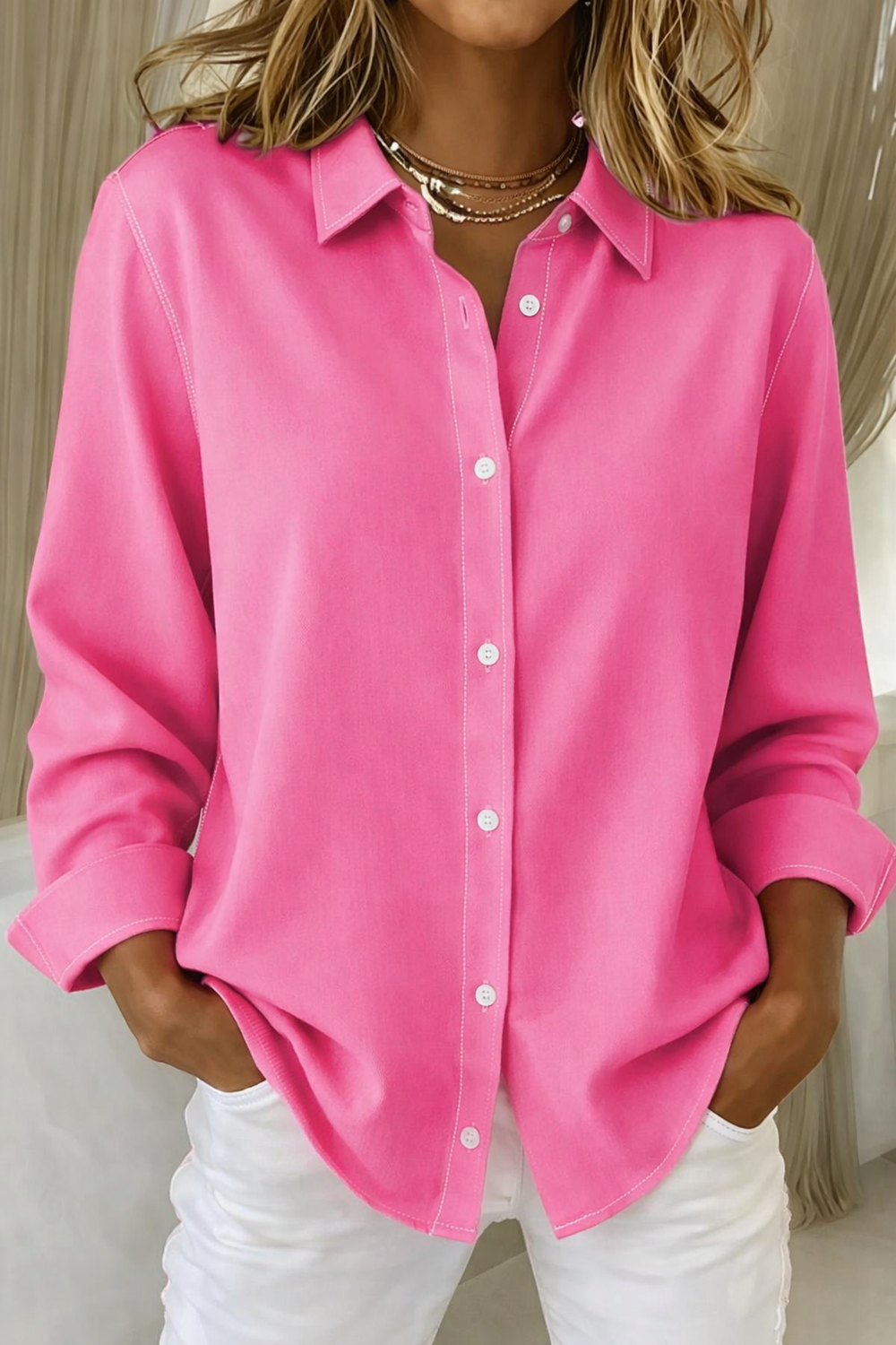 Elegant Button-Down Blouses Women's Professional