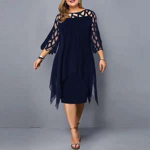 Women's Lace Midi Dress with 3/4 Sleeves