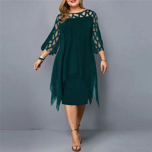 Women's Lace Midi Dress with 3/4 Sleeves