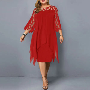 Women's Lace Midi Dress with 3/4 Sleeves