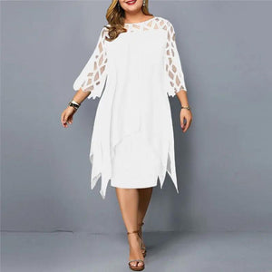 Women's Lace Midi Dress with 3/4 Sleeves