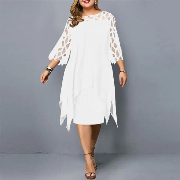 Women's Lace Midi Dress with 3/4 Sleeves