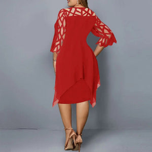 Women's Lace Midi Dress with 3/4 Sleeves
