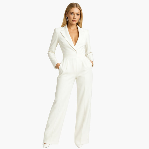 Women's Jumpsuit Wrap Front Structured Waist