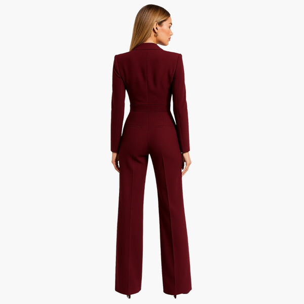 Women's Jumpsuit Wrap Front Structured Waist