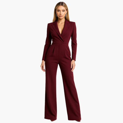 Women's Jumpsuit Wrap Front Structured Waist