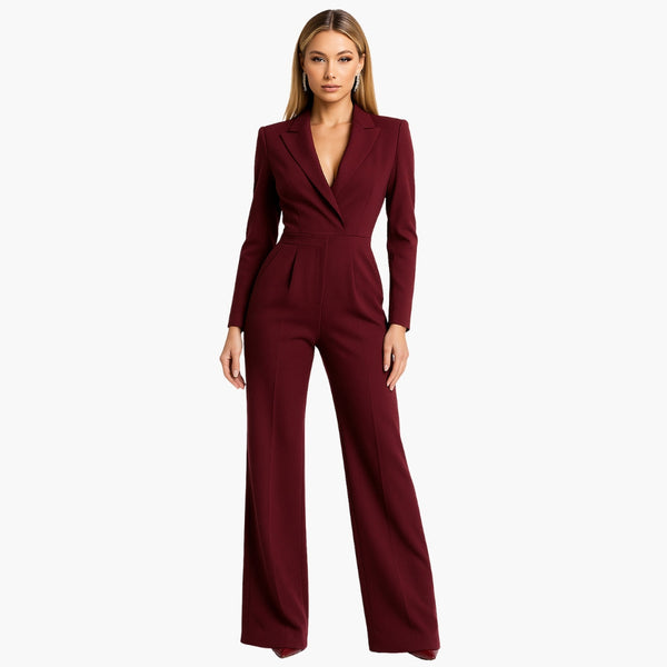 Tailored Long Sleeve Jumpsuit Women Sleek Formal Style