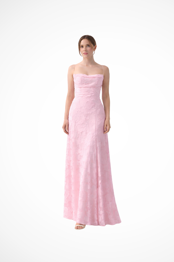 Vestido maxi elegante de encaje para mujer con silueta romántica