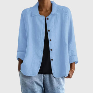 Women's Relaxed Button-Down Blouse with Collared Neckline