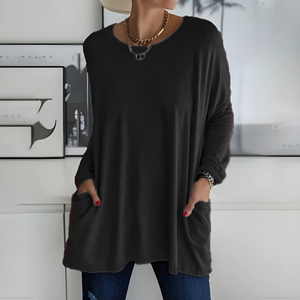 Women's Oversized Pocket Long Sleeve Tunic Top