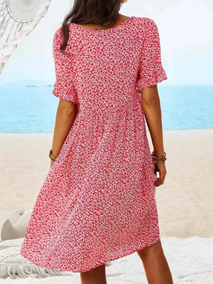 Women's Ditsy Floral Mini Dress with Flutter Sleeves