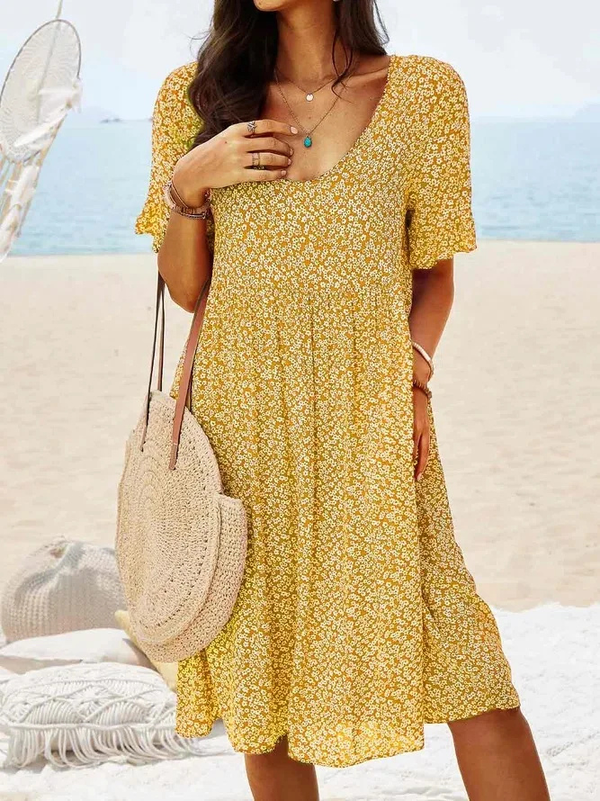 Women's Ditsy Floral Mini Dress with Flutter Sleeves