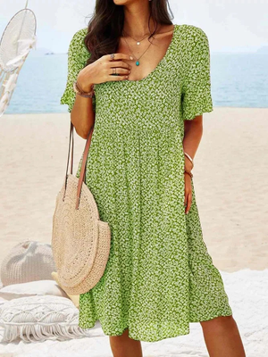 Women's Ditsy Floral Mini Dress with Flutter Sleeves