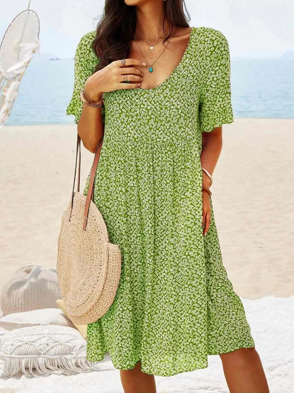 Women's Ditsy Floral Mini Dress with Flutter Sleeves