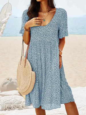 Women's Ditsy Floral Mini Dress with Flutter Sleeves