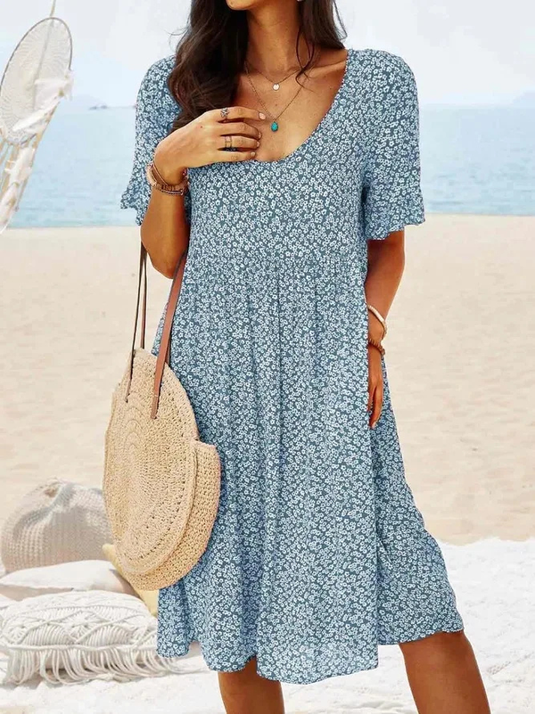 Women's Ditsy Floral Mini Dress with Flutter Sleeves