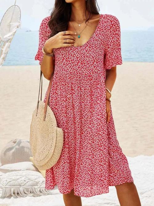 Women's Ditsy Floral Mini Dress with Flutter Sleeves