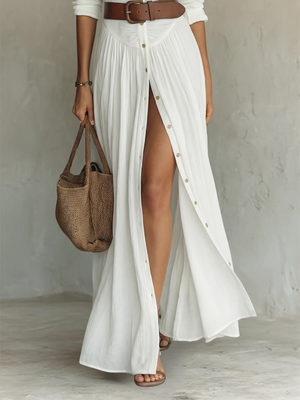 Women's Maxi Shirt Dress with Front Slit