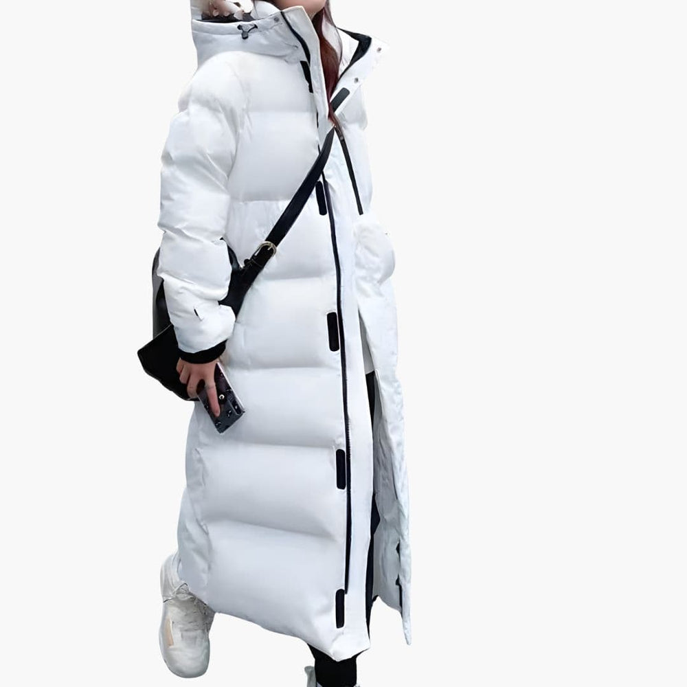 Chaqueta larga acolchada para mujer con capucha