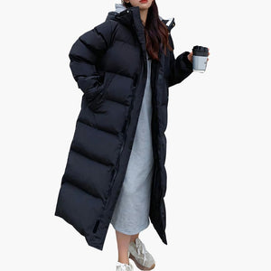 Women's Long Puffer Jacket with Hood