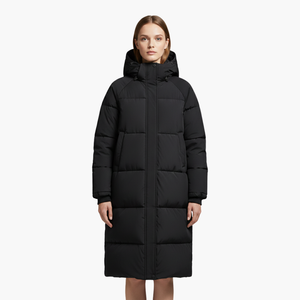 Long Hooded Puffer Coat Stand Collar