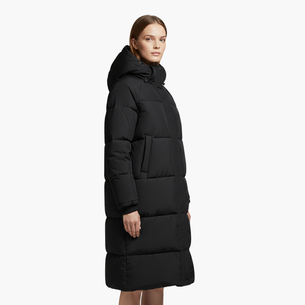 Long Hooded Puffer Coat Stand Collar