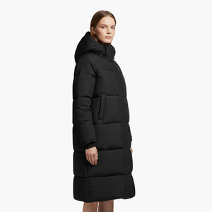 Chaqueta larga acolchada para mujer con capucha