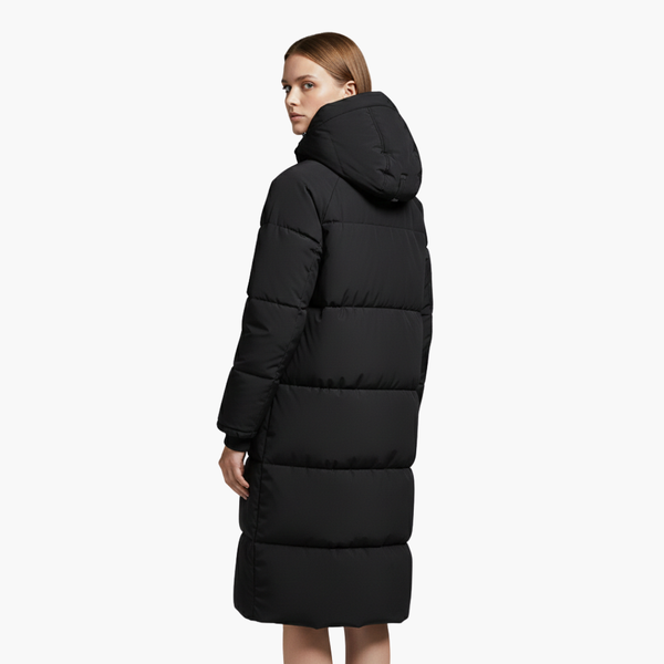 Long Hooded Puffer Coat Stand Collar