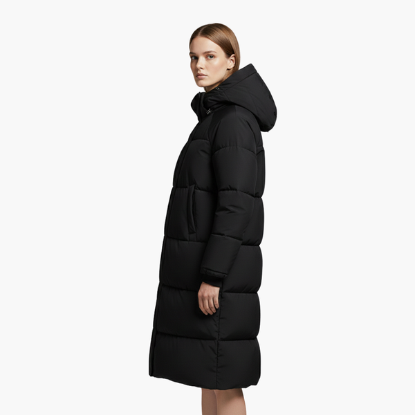 Long Hooded Puffer Coat Stand Collar