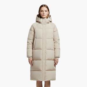Long Hooded Puffer Coat Stand Collar