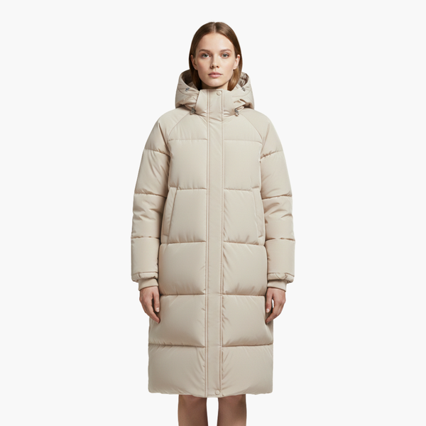 Long Hooded Puffer Coat Stand Collar