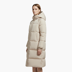 Chaqueta larga acolchada para mujer con capucha