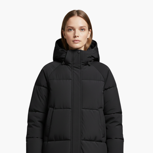 Long Hooded Puffer Coat Stand Collar