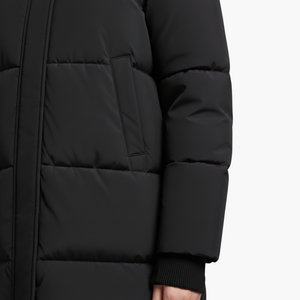 Chaqueta larga acolchada para mujer con capucha