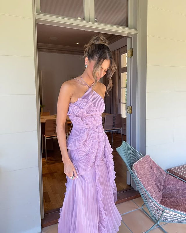 Women's Halter Neck Asymmetric Maxi Dress