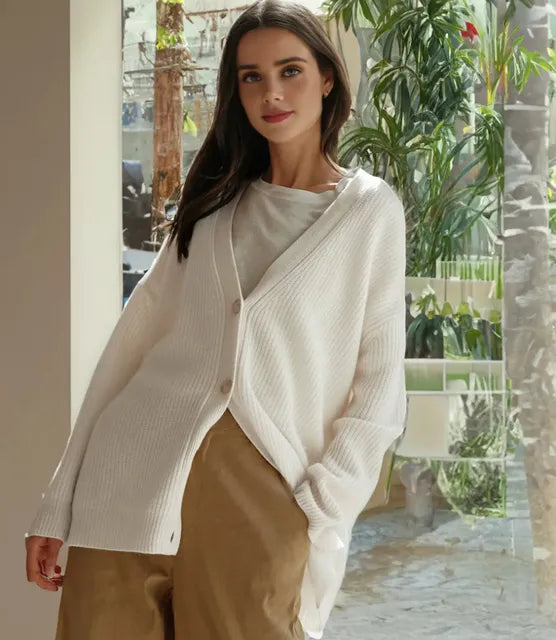 Women’s Chunky Knit Cardigan Oversized Button-Up