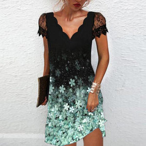 Women's Lace Sleeve V-Neck Mini Dress