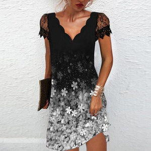Women's Lace Sleeve V-Neck Mini Dress