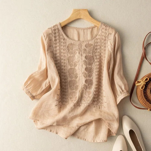Women's Lightweight Embroidered Summer Blouse
