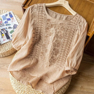 Women's Lightweight Embroidered Summer Blouse