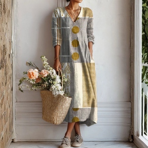 Women’s Floral Print V Neck Boho Midi Dress