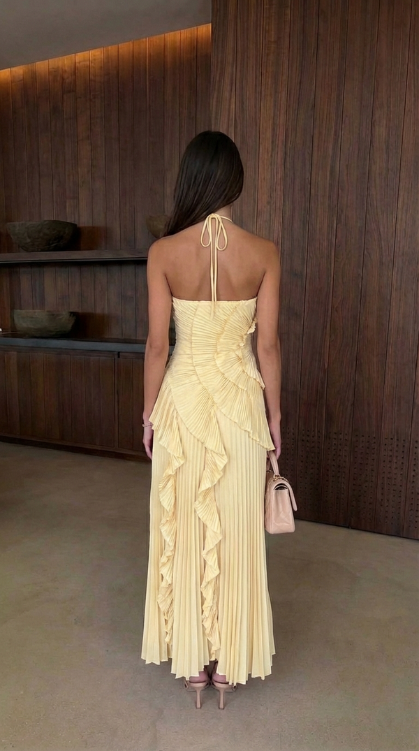 Women's Halter Neck Asymmetric Maxi Dress