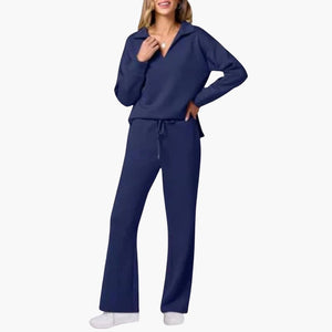 Women's Two-Piece Set V-Neck Top & Wide Leg Pants