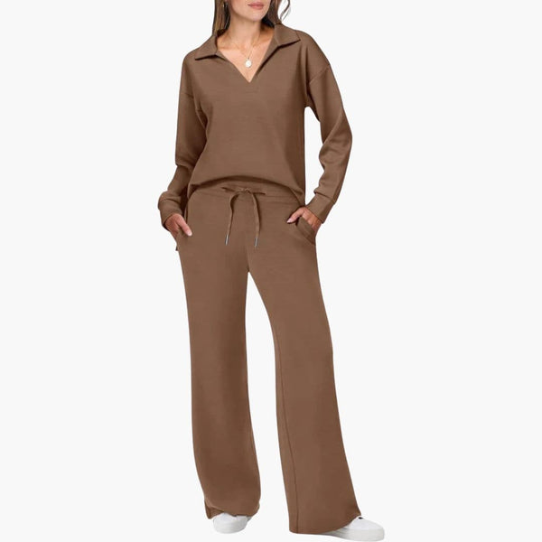 Elegant V-Neck Two-Piece Women's Set Stylish